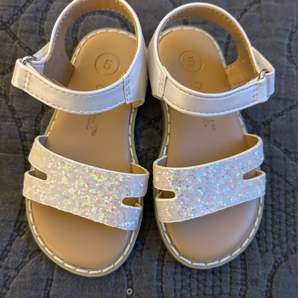 Glittery White Kids Sandals